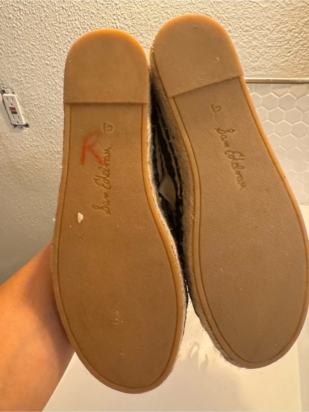 Sam Edelman Black & Natural Striped Platform Espadrille Sneaker